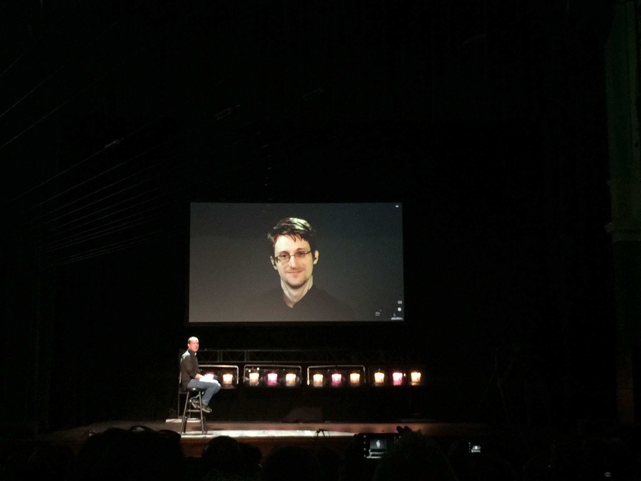 Edward Snowden joined remotely to a mixed, but mostly positive, audience reaction