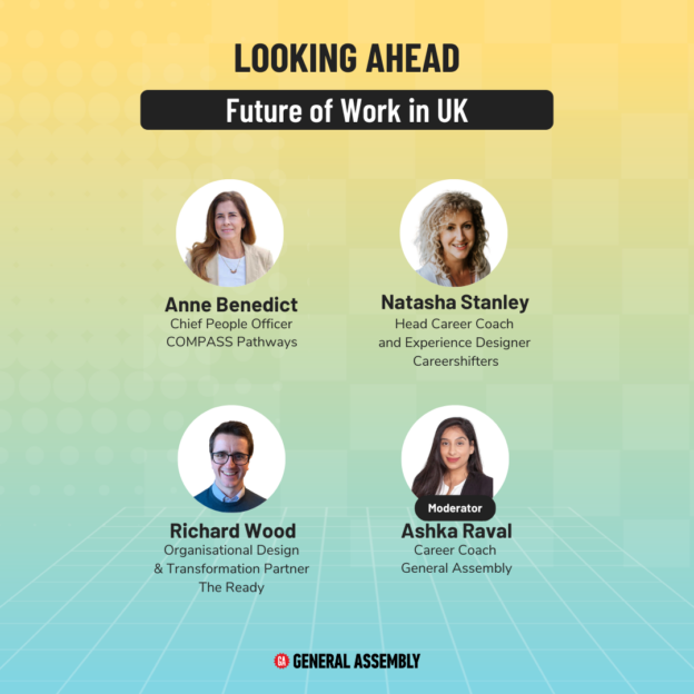 Looking Ahead: Future of Work in UK with speaker headshots